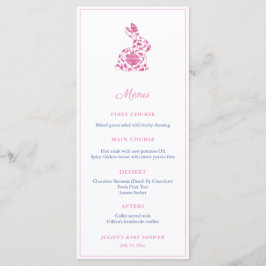 Menú Pink Chinoiserie Bunny Bridal Shower Party