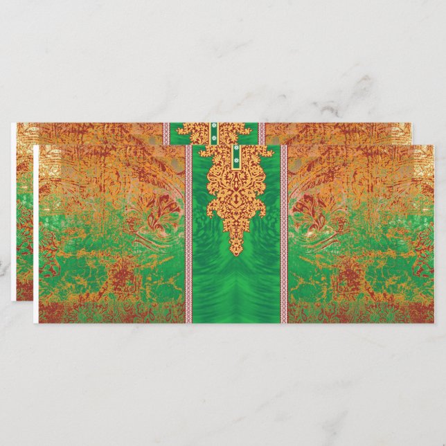 Menú pintura de un campo verde con un borde naranja (Anverso / Reverso)