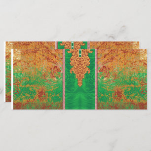 Menú pintura de un campo verde con un borde naranja