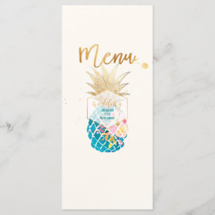 Menú PixDezines Aloha Piña Faux Gold/Verde azulado