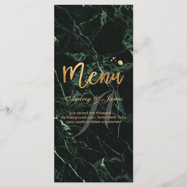 Menú PixDezines Mármol Verde/Menú Brillante/Faux Gold (Anverso)