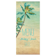 PixDezines Vintage Beach/Palm Trees Menu/Faux Gold