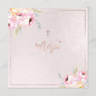 Menú PixDezines Watercolor Peonies Baptême MGracias