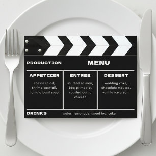 Menú Pizarra de Claqueta de Boda de Película
