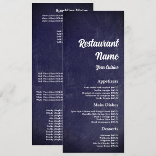 Menú Pizarra moderna, Slimline de restaurante