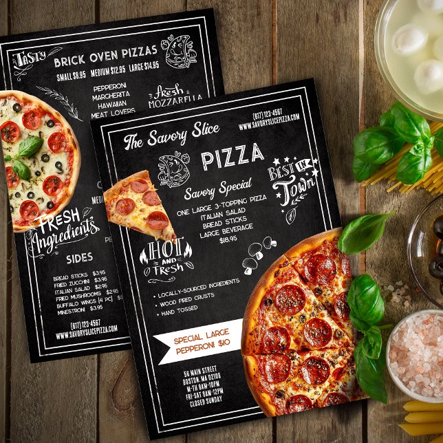 Menú Pizzería de pizarra dibujada a mano (Subido por el creador)