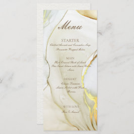 Menú plano blanco artesanal con tinta de alcohol d