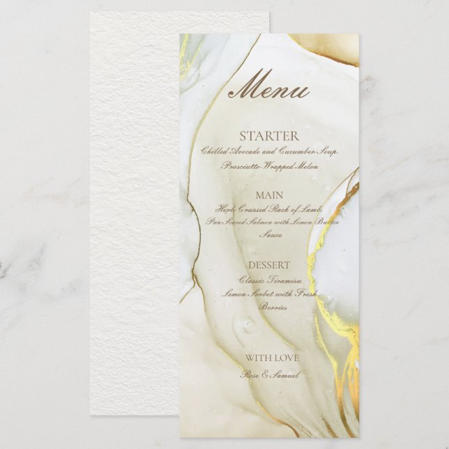 Menú Plano Blanco Hecho a Mano con Tinta de Alcoho (Anverso / Reverso)