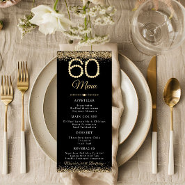 Menú Plano Cena de Cumpleaños 60 Diamantes de Oro