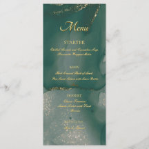 Menú Plano Chic de Glitter Verde Tinta de Alcohol