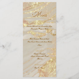 Menú Plano Chic Rosa Tinta Alcohol Glitter Dorado