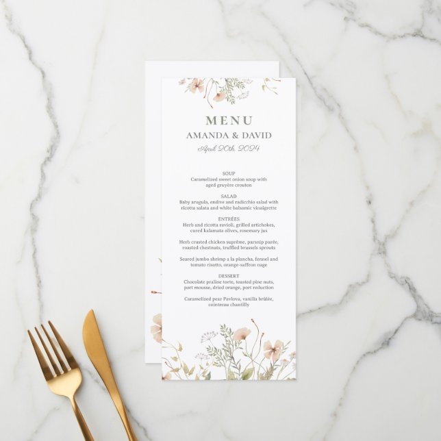 Menú plano con Boda de flores silvestres de perwin (Anverso/Reverso In Situ)