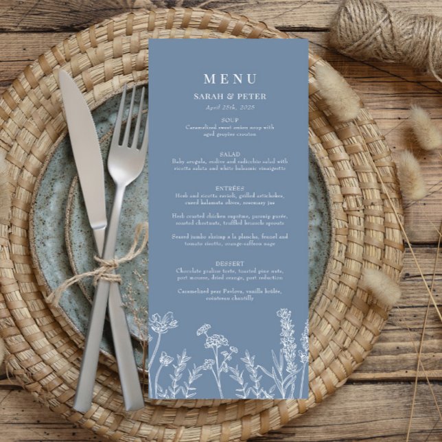 Menú plano con Boda de flores silvestres de perwin (Subido por el creador)