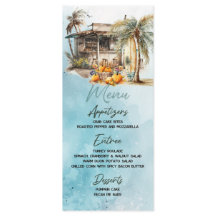 Menú plano de Acción de Gracias en la playa