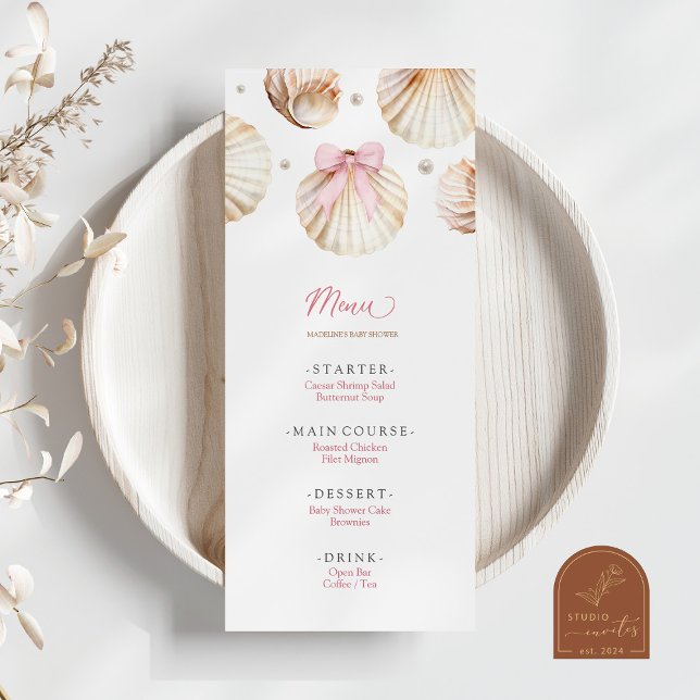 Menú Plano de Baby Shower de Niña con Lazo Rosa (Subido por el creador)