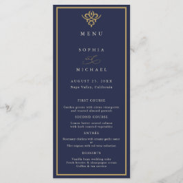 Menú Plano de Boda Azul Marino Old Money