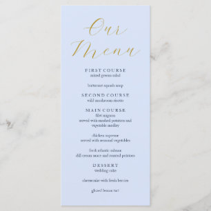 Menú plano de Boda azul opulento
