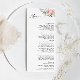 Menú plano de Boda blanco floral de Rubor