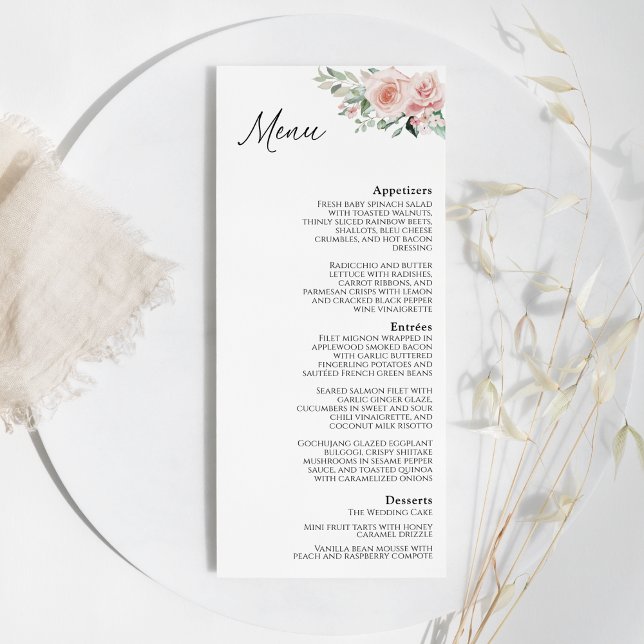 Menú plano de Boda blanco floral de Rubor (Subido por el creador)