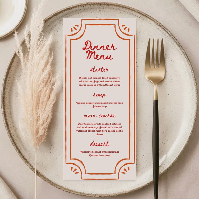 Menú Plano de Boda Colorido Retro Escrito a Mano (Subido por el creador)