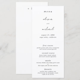 Menú Plano de Boda con Caligrafía Minimalista