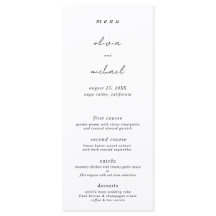 Menú Plano de Boda con Caligrafía Minimalista