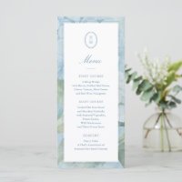 Menú Plano de Boda con Cresta de Monograma de Hort