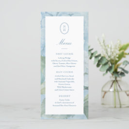 Menú Plano de Boda con Cresta de Monograma de Hort