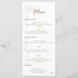 Menú Plano de Boda con Lazo de Satén Elegante