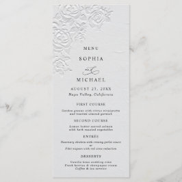 Menú Plano de Boda con Rosas Blancas Falsamente Re