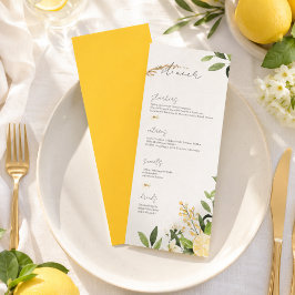 Menú Plano de Boda de Acuarela de Limón