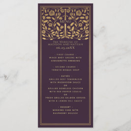 Menú plano de Boda de espadas medievales Eggplant