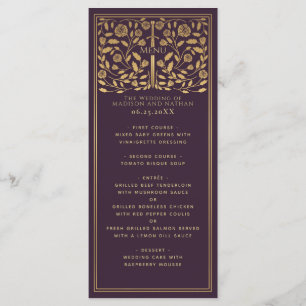 Menú plano de Boda de espadas medievales Eggplant