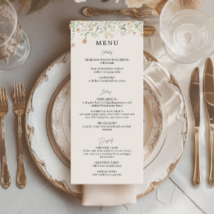 Menú Plano de Boda de Flor Silvestre Rústica Vinta