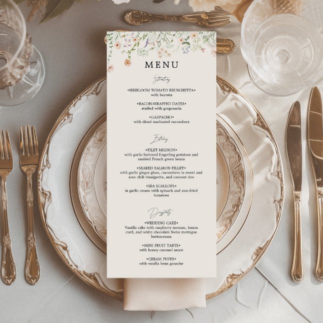 Menú Plano de Boda de Flor Silvestre Rústica Vinta (Subido por el creador)