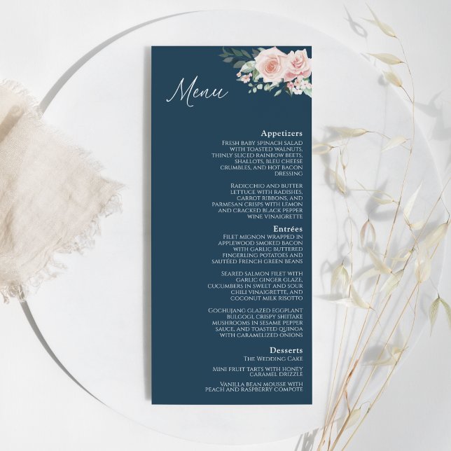 Menú plano de Boda de la Marina Floral de Rubor (Subido por el creador)