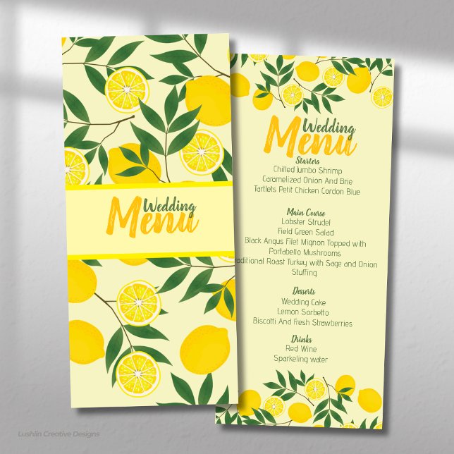 Menú Plano de Boda de Limón Elegante (Subido por el creador)