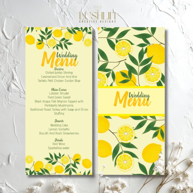 Menú Plano de Boda de Limón Elegante (Subido por el creador)