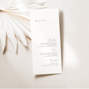 Menú plano de Boda Minimalista elegante en blanco