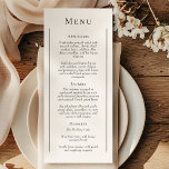 Menú plano de Boda mínimo tradicional simple<br><div class="desc">Este sencillo y minimalista diseño de menú fijo boda es una mezcla atemporal de encanto clásico y simplicidad contemporánea. Con un enfoque minimalista, el diseño se caracteriza por unas líneas depuradas, unos tonos neutros y una sofisticada paleta blanca y negra, lo que garantiza una sencillez refinada en cada detalle. Ya...</div>
