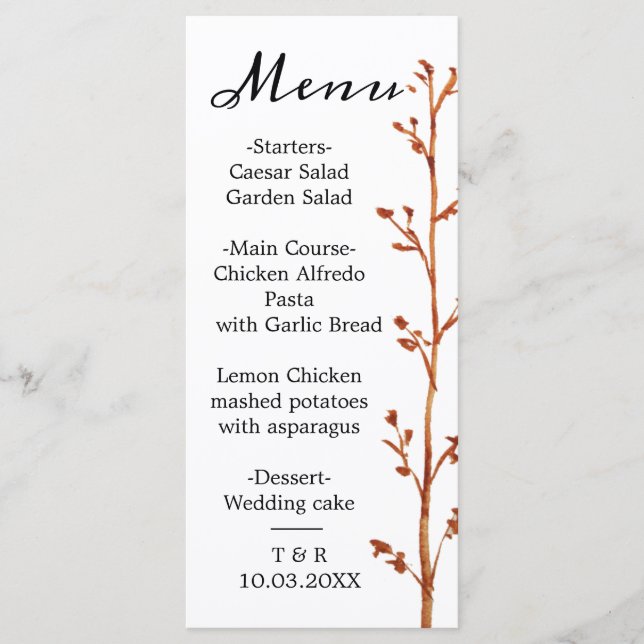 Menú plano de boda otoño (Anverso)