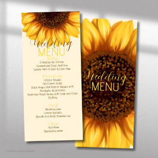 Menú Plano de Boda Rústica con Girasoles