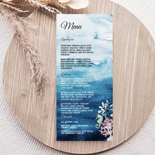 Menú plano de Bodas del océano rústico (Subido por el creador)