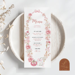 Menú plano de calabaza blanca y rosa