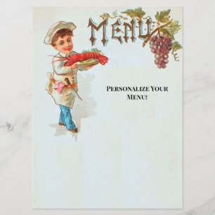 Menú Plano de Cena de Langostinos Vintage Personal