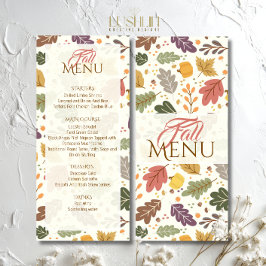 Menú Plano de Hojas de Otoño Elegante