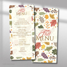 Menú Plano de Hojas de Otoño Elegante