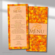 Menú Plano de Hojas Naranjas de Otoño Elegante