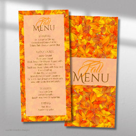 Menú Plano de Hojas Naranjas de Otoño Elegante