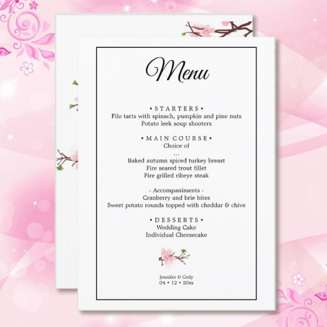 Menú plano de la plantilla de Boda de flores de ce (Subido por el creador)